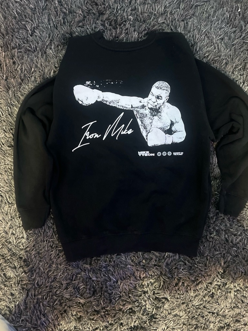 Black Crewneck Sweatshirt with White Boxer Graphic